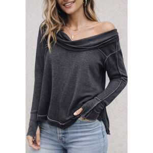 Free People Oversized XS Off Shoulder Slouchy Long Sleeve Top Boho